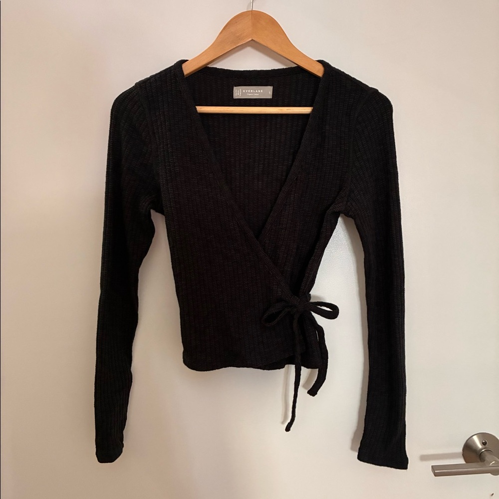 Everlane Ballerina Wrap Sweater Shirt Size Small Charcoal Grey